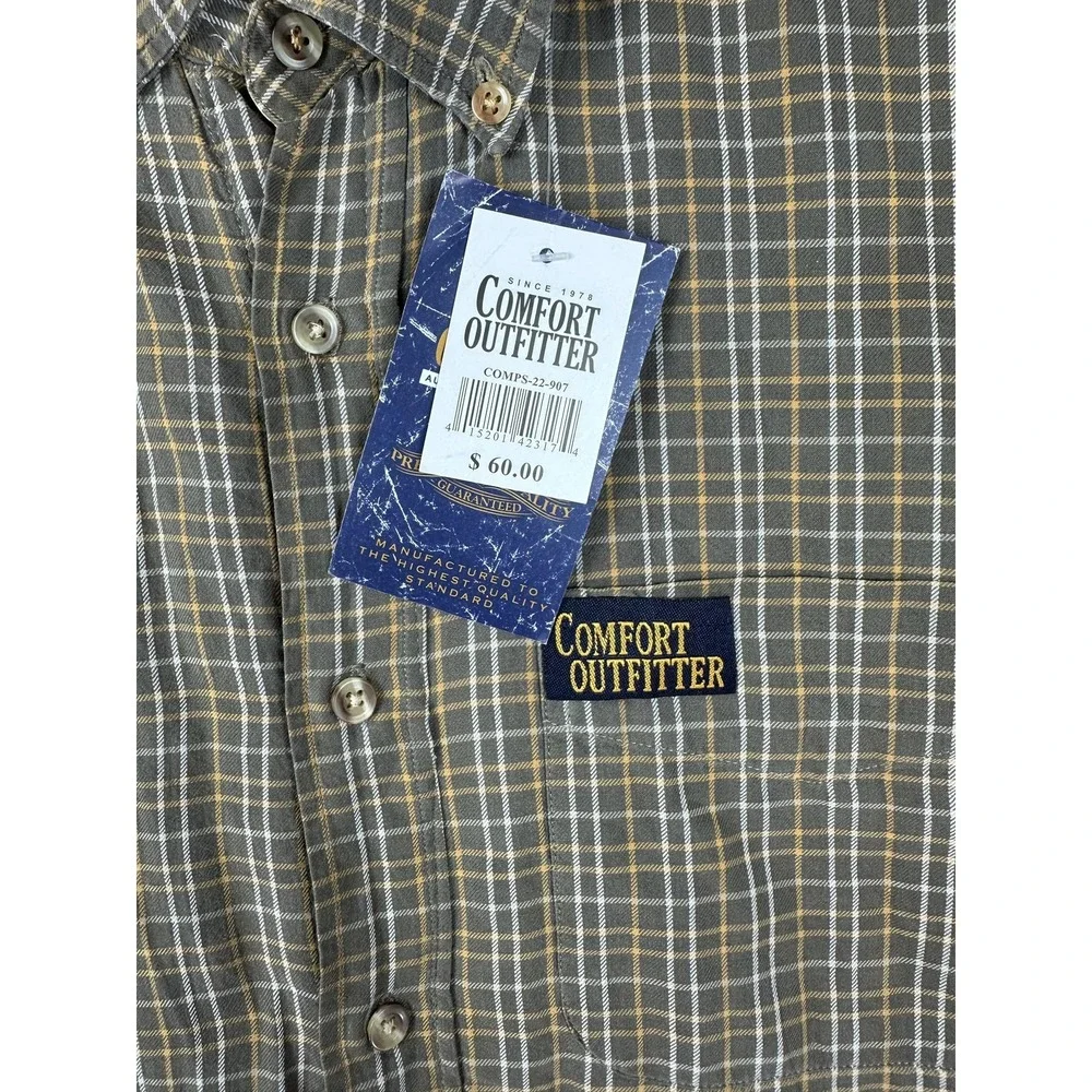Comfort Outfitter Shirt Mens Small Brown Plaid Flannel Lined Button Up Workwear